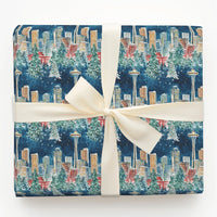 Space Needle Holiday Gift Wrap Roll, Seattle Skyline Christmas Wrapping Paper, Pacific Northwest Winter Wrapping Paper, City Gift Wrap Paper
