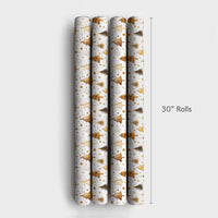 Bronze Watercolor Tree Gift Wrap, Gold Christmas Tree Wrapping Paper, Elegant Holiday Confetti Wrapping Paper, Modern Xmas Wrapping Paper