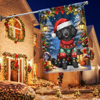 Santa Hat Holiday Dog Flag, Black Cocker Spaniel Christmas Garden Flag, Double-Sided Winter Pet Garden Flag, Cocker Spaniel Lover Present