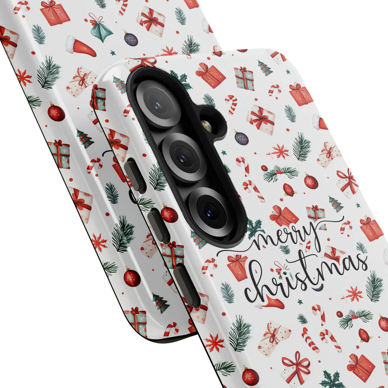 Festive Candy Cane Holly Phone Case, Merry Christmas Phone Case Samsung Galaxy, Holiday Season Tough Phone Cover, Xmas Present for Her