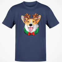 Holiday Dog Lover T-Shirt, Corgi Christmas Reindeer Antlers Shirt, Adorable Xmas Puppy Graphic Tee, Festive Corgi Shirt, Winter Holiday Present