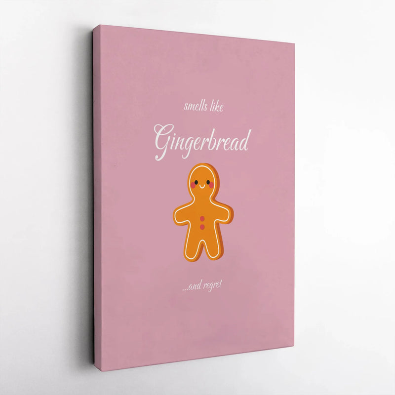 Smells Like Regret Holiday Canvas Wall Art, Humorous Gingerbread Man Canvas Print, Humorous Christmas Canvas Decor, Festive Winter Gag Present
