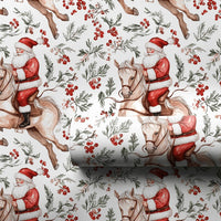Equestrian Christmas Gift Wrap, Santa Riding Horse Wrapping Paper, Watercolor Rustic Holiday Wrapping Paper, Country Horse Lover Gift Wrap