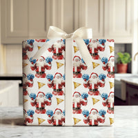 Watercolor Cheer Santa Gift Wrap, Cheerleader Santa Wrapping Paper, Blue Pom Pom Santa Christmas Paper, Adorable Whimsical Holiday Wrap Roll