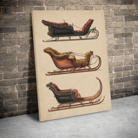 Victorian Winter Sledding Scene Canvas Print, Vintage Horse Sleigh Canvas Wall Art, Antique Christmas Canvas Art