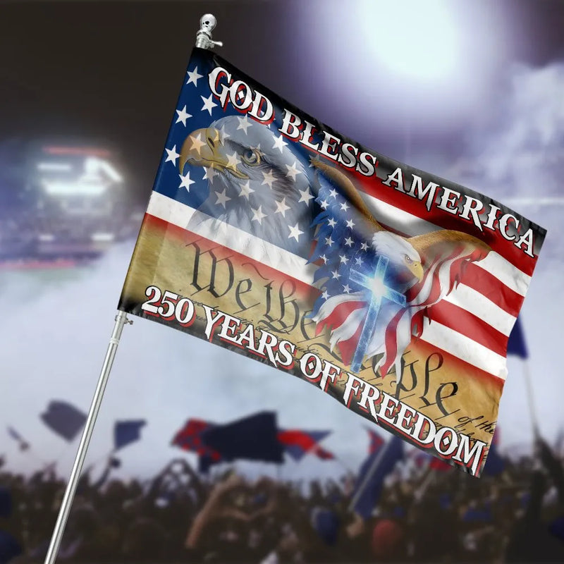 Patriotic USA House Flag | 250 Years of Freedom 1776-2026 Eagle & Cross | Weather-Resistant Double Sided | Commemorative Gift for Patriots