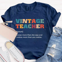 Vintage Teacher Print Graphic T-shirt