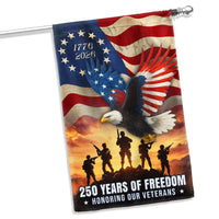 Veterans Day Garden Flag | 250 Years of Freedom Eagle & US Flag Design | Double-Sided Polyester | Patriotic Military Tribute Gift