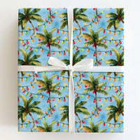 Tropical Beach Holiday Gift Wrap, Palm Tree Christmas Wrapping Paper, Coastal Christmas Tree Wrapping Paper, Island Festive Gift Wrap