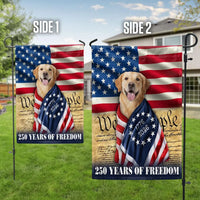 Golden Retriever American Flag Garden Flag | 250 Years of Freedom Patriotic Design | Double-Sided Outdoor Decor | Dog Lovers Gift