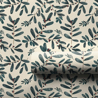Winter Greenery Christmas Gift Wrap, Botanical Holly Berry Wrapping Paper, Red Berry Holiday Wrapping Paper