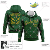 Personalized Name Number Holiday Pullover, Custom Christmas Dog Santa Hoodie, 3D Green Gold Xmas Sweatshirt, Dog Lover Present Hoodie