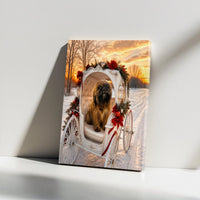 Holiday Dog Carriage Print, Brussels Griffon Christmas Carriage Digital Wall Art, Fairy Tale Dog Lover Poster, Printable Xmas Decor