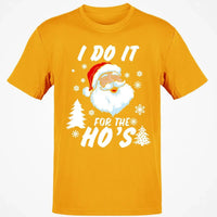 Humorous Santa Claus Graphic Tee, I Do It for the Hos Christmas T-Shirt, Hilarious Holiday Meme Shirt, Xmas Party Present