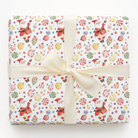 Peppermint Candy Gift Wrap, Watercolor Santa Wrapping Paper, Festive Christmas Wrapping Paper, Holiday Gift Wrap Roll, Xmas Present Paper