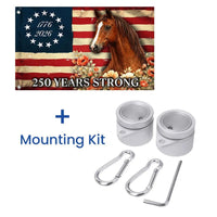 Horse American Flag House Flag | 250 Years Strong Patriotic Design | Double-Sided Polyester | Farmhouse Outdoor Decor Gift