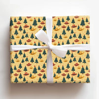 Cowboy Hat Holiday Gift Wrap, Western Christmas Wrapping Paper, Country Xmas Present Wrap, Rustic Pine Tree Christmas Wrapping Paper