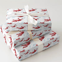 Watercolor Holiday Gift Wrap, Flying Santa Christmas Wrapping Paper, Whimsical Sky Santa Wrapping Paper, Secret Santa Xmas Present Gift Wrap
