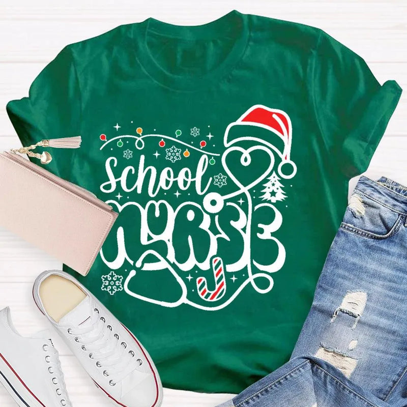 Snowflake Holiday Nurse T-Shirt, School Nurse Christmas Shirt, Winter Healthcare Graphic Tee, Medical Staff Xmas Shirt, Nurse Christmas Present