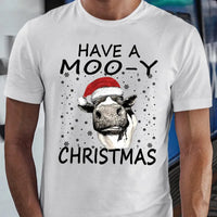Humorous Holiday Cow Shirt, Have a Moo-y Christmas T-Shirt, Christmas Farmer Graphic Tee, Xmas Animal Lover T-Shirt, Holiday Present