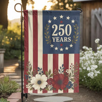 Betsy Ross 250th Anniversary Garden Flag | Patriotic US 13 Stars Floral Print Double Sided | Premium Weather-Resistant Double-Layer Polyester | America 250 Year Outdoor Collector's Yard Gift
