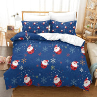 Winter Holiday Bedding Set, Christmas Santa Snowflake Duvet Cover Set, 3D Microfiber Quilt Cover, Festive Xmas Home Decor Present