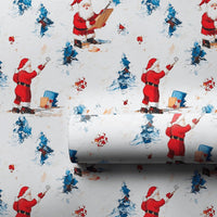 Artistic Painting Santa Gift Wrap, Painterly Santa Claus Christmas Wrapping Paper, Snowy Winter Santa Wrapping Paper, Holiday Wrapping Paper