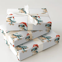 Santa Hat Lizard Gift Wrap Roll, Adorable Gecko Christmas Wrapping Paper, Watercolor Animal Wrapping Paper, Reptile Lover Holiday Gift Wrap
