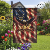 USA 250 Years of Freedom Garden Flag | Patriotic Bald Eagle 1776-2026 America Semiquincentennial | Double Sided Premium Weatherproof Polyester | Veterans Outdoor Yard Decor Gift