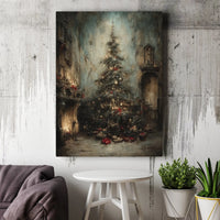 Moody Dark Academia Holiday Print, Victorian Christmas Tree Canvas Art, Gothic Christmas Wall Art, Vintage Holiday Decor Digital Download