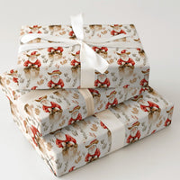 Western Christmas Holiday Gift Wrap, Cowboy Santa Gift Wrapping Paper, Rustic Country Santa Wrapping Paper, Botanical Xmas Gift Wrap Roll