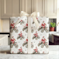 Off Road Quad Christmas Gift Wrap, Santa Riding ATV Wrapping Paper, Humorous Four Wheeler Holiday Wrapping Paper, Outdoor Sports Gift Wrap