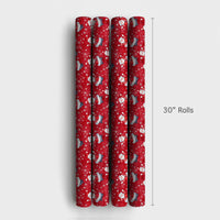 Santa Claus Gift Wrap, Waving Santa Christmas Wrapping Paper, Red Snowflake Wrapping Paper, Holiday Present Paper, Secret Santa Gift Wrap