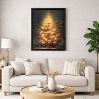 Glowing Snowy Forest Canvas Print, Christmas Tree Canvas Wall Art, Winter Pine Tree Canvas Art, Seasonal Holiday Home Wall Decor Present