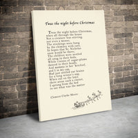 Classic Holiday Poem Canvas Print, Twas the Night Before Christmas Canvas Art, Christmas Poem Wall Art, Festive Xmas Holiday Canvas Present