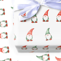 Red Green Holiday Gift Wrap, Watercolor Christmas Gnome Wrapping Paper, Adorable Gnome Pattern Wrapping Paper, Festive Xmas Gift Wrap