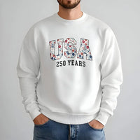 USA 250th Birthday Sweatshirt | Floral Americana 250 Years Celebration Design | Soft Cotton Blend Comfort | Gift for American History Lovers
