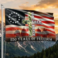 Betsy Ross 250 Years of Freedom House Flag | Land of the Free Veterans Memorial | Double-Sided Polyester Grommet Flag | Patriotic Home Decor Gift