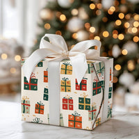 Whimsical Gift Box Wrap, Colorful Present Wrapping Paper, Retro Christmas Boxes Wrapping Paper, Festive Winter Holiday Wrapping Paper