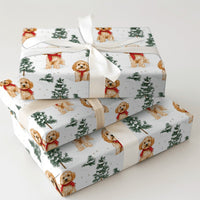 Adorable Dog in Red Scarf Gift Wrap, Cockapoo Christmas Wrapping Paper, Holiday Dog Lover Wrapping Paper Roll, Winter Puppy Present Paper Wrap