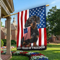 Dachshund American Flag Garden Flag | 250 Years of Freedom Commemorative | Double-Sided Polyester | Patriotic Dog Lover Gift
