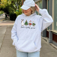 Adorable Christmas Goose Hoodie, Just A Jolly Goose Hoodie, Holiday Duck Hooded Sweatshirt, Humorous Xmas Goose Pullover Hoodie, Animal Lover Present