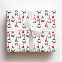 Watercolor Holiday Gnome Gift Wrap, Christmas Gnome Wrapping Paper, Adorable Winter Holiday Wrapping Paper, Festive Scandinavian Wrapping Paper