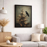 Dark Academia Holiday Canvas Print, Gothic Raven Christmas Canvas Art, Moody Raven Wall Art, Vintage Winter Holiday Canvas, Gothic Present