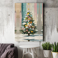 Whimsical Holiday Ornaments Print, Pastel Christmas Tree Canvas Wall Art, Festive Seasonal Digital Download, Winter Wonderland Home Decor