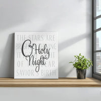 Christmas Hymn Lyrics Wall Art, O Holy Night Calligraphy Canvas, Square Holiday Canvas Print, Religious Printable Xmas Present