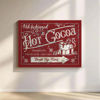 Rustic Old-Fashioned Christmas Kitchen Sign, Hot Cocoa Vintage Canvas Wall Art, Winter Holiday Poster Digital Download, Comfy Farmhouse Decor