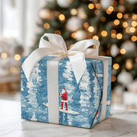 Coastal Tree Reflections Gift Wrap, Santa Paddleboarding Wrapping Paper, Watercolor SUP Christmas Paper, Unique Holiday Wrapping Paper Roll