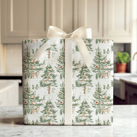 Snowy Forest Christmas Gift Wrap, Watercolor Wolf Wrapping Paper, Rustic Winter Holiday Wrapping Paper, Nature Animal Present Wrapping Paper