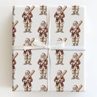 Vintage Sports Christmas Gift Wrap, Baseball Santa Wrapping Paper, Humorous Holiday Wrapping Paper, Athlete Xmas Present Gift Wrap Roll